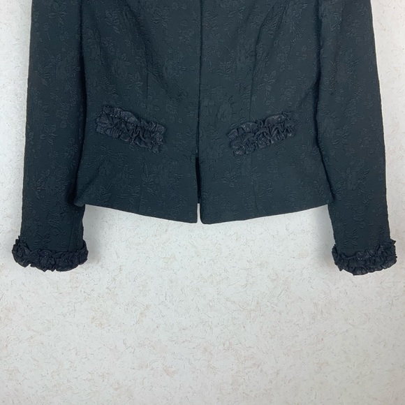 Vintage Landa black floral ruffle jacket blazer - Picture 3 of 6